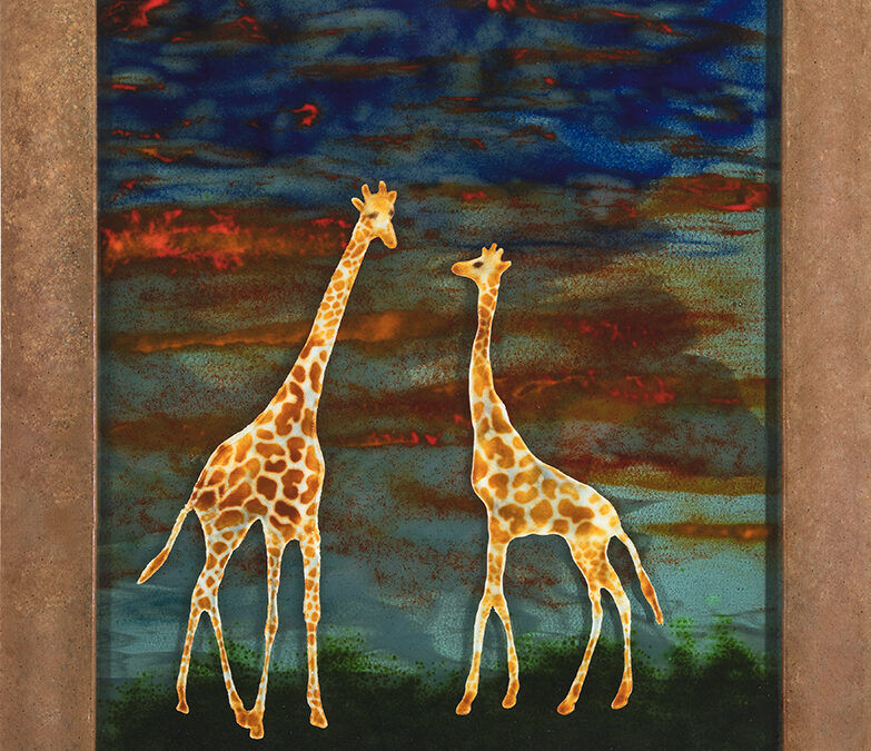 Giraffes At Sunset