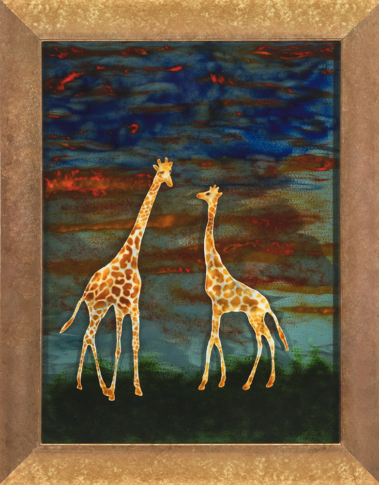 Giraffes At Sunset